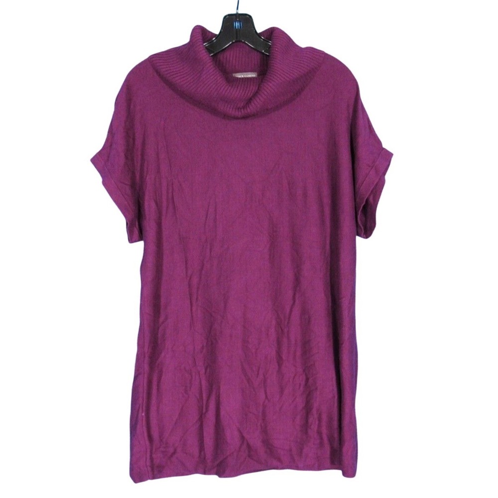 VINCE CAMUTO Purple LIGHTWEIGHT KNIT Short Sleeve COWL NECK Tunic Sweater Sz S
